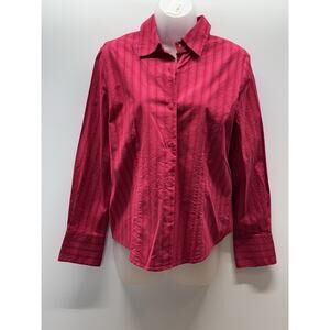 St Johns Bay Shirt Womens Adult Size M Color Red Long Sleeve Button Up Casual
